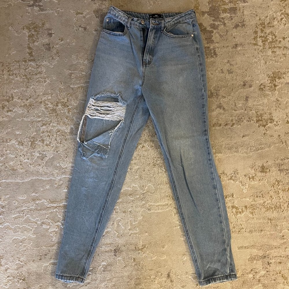 Ripped Thigh High Waisted Mom Jeans
